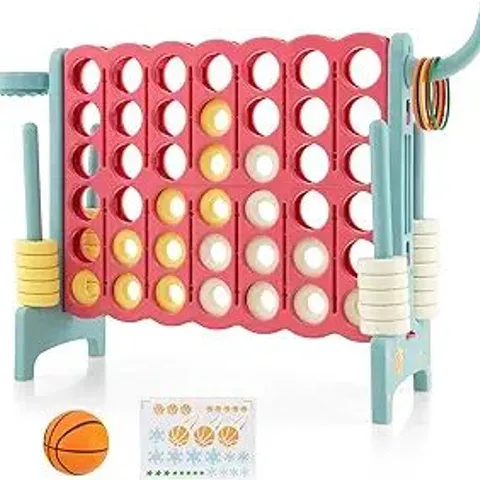 BOXED COSTWAY JUMBO 4-TO-SCORE 4 IN A ROW GIANT GAME SET WITH CARRY BAG STICKERS FOR KIDS ADULTS