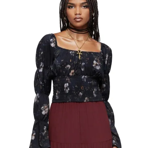 FIVE BRAND NEW KILLSTAR - AUTUMNA - BLACK/MULTI WOMEN'S BLOUSE (TOP)