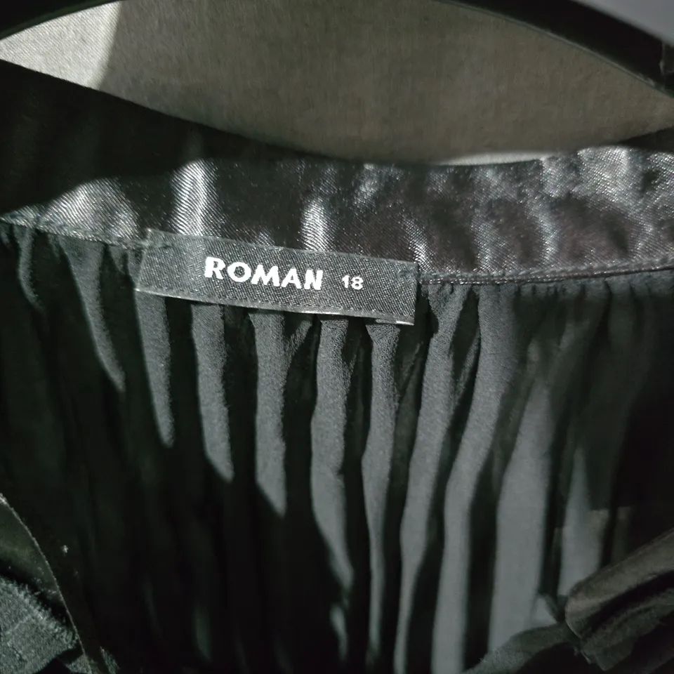 ROMAN WOMEN'S PLEATED BLACK SHEER BLOUSE - UK SIZE 18