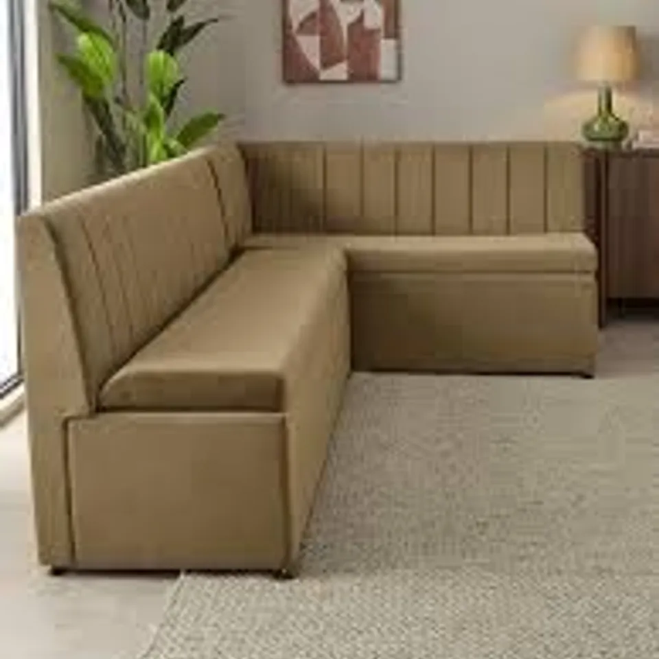 BOXED SANDER CORNER STORAGE BOOTH - MOSS GREEN (2 BOXES) RRP £799