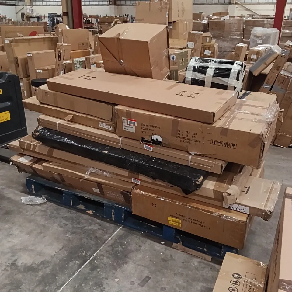 PALLET OF ASSORTED, INCOMPLETE FURNITURE PARTS AND PIECES 