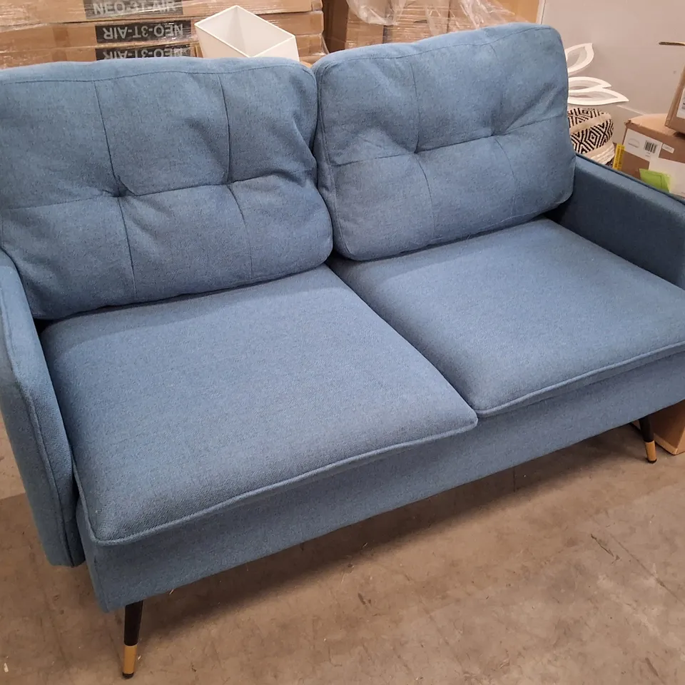 TOBERGILL 2 SEATER LINING LOOK TUFTED SOFA - BLUE