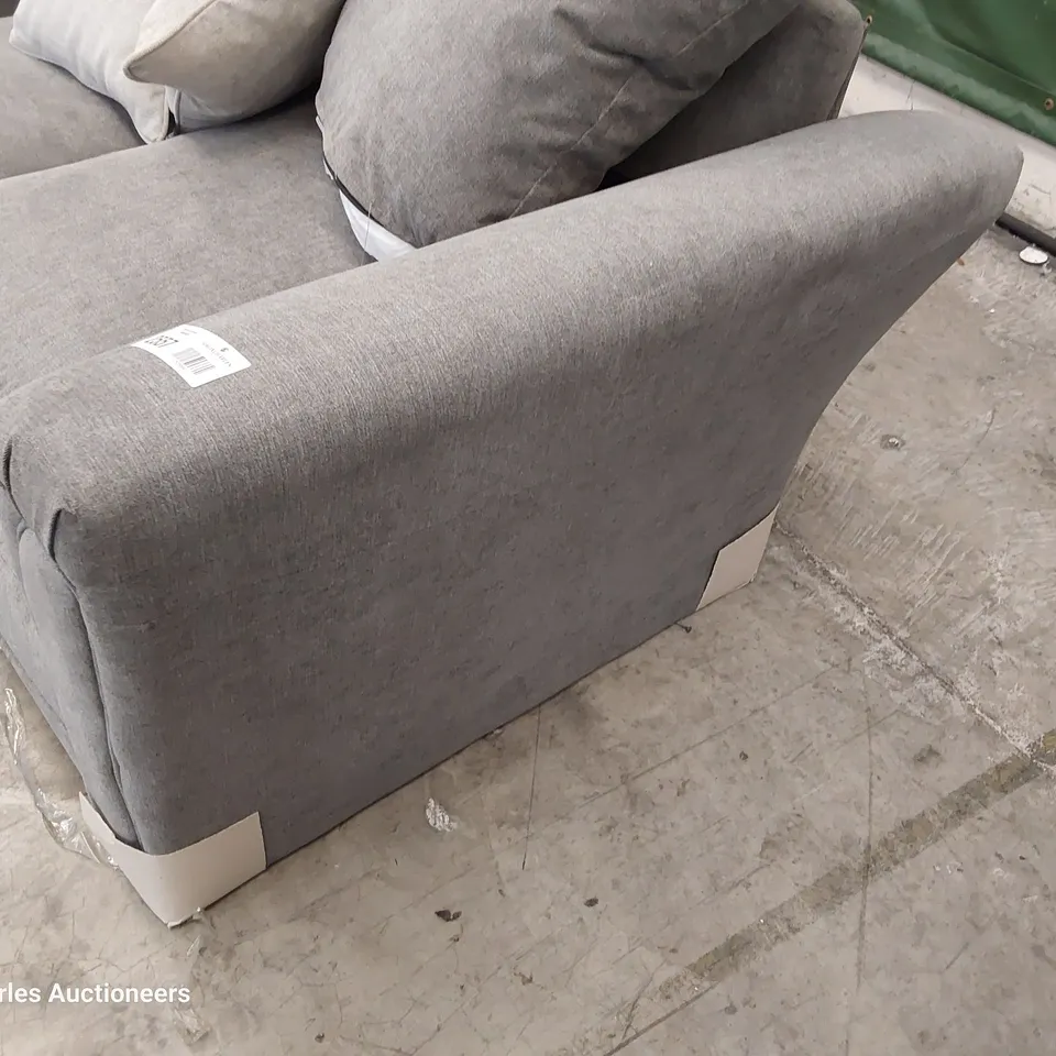 DESIGNER DURY TWO SEATER SOFA WITH SCATTER CUSHIONS GREY FABRIC 