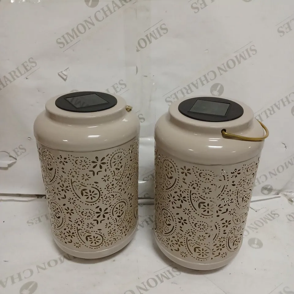 GARDEN REFLECTIONS SET OF 2 PATTERNED SOLAR LANTERNS, PAISLEY