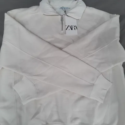 ZARA 1/4 ZIP SWEATER IN CREAM SIZE SMALL