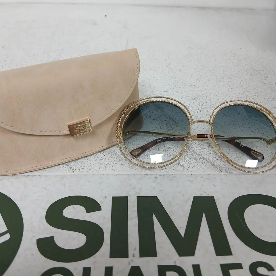 CHLOE ROUND-FRAME SUNGLASSES WITH BEIGE CASE