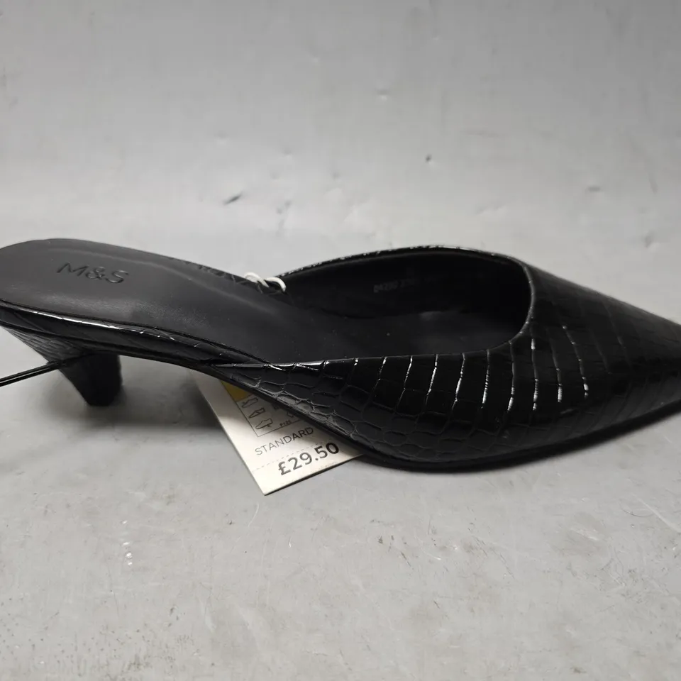 M&S VEGAN STANDARD FIT BLACK SMART SLIP ON SHOES - UK 6 