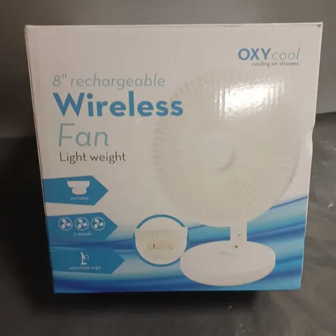 BOXED 8" RECHARGABLE WIRELESS FAN