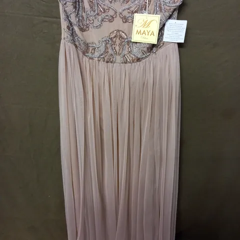 MAYA DELUXE EMBELLISHED DRESS IN TAUPE - 16