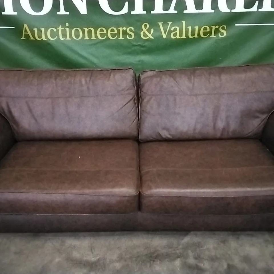 QUALITY DESIGNER LOUNGE CO 4 SEATER SOFA IN CHESTNUT BROWN LEATHER 