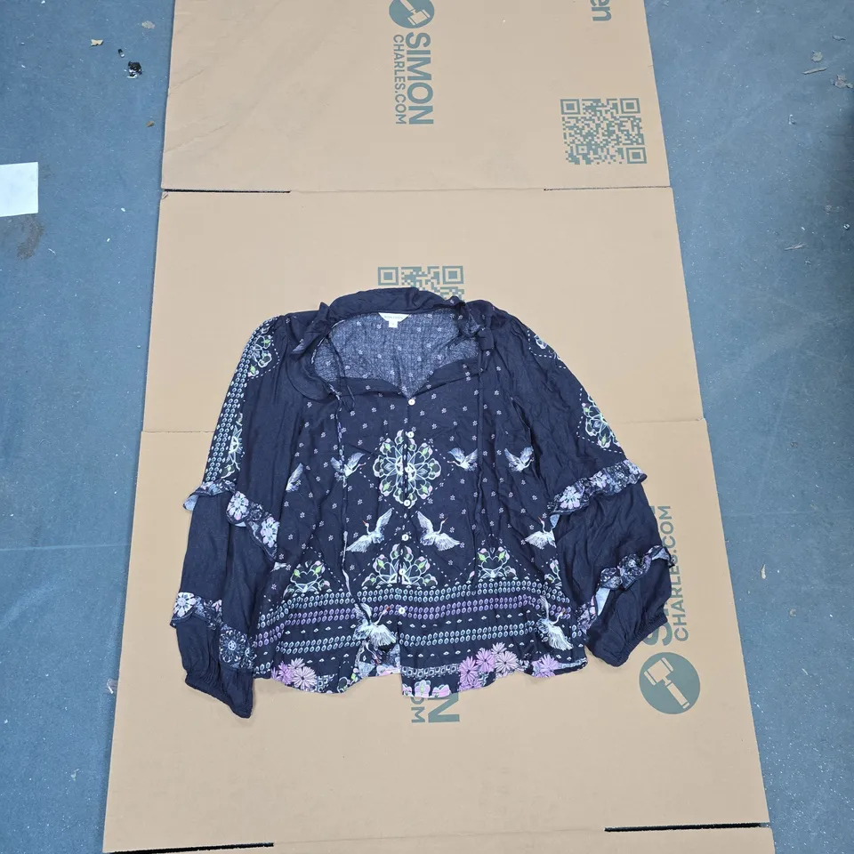 MONSOON WOMEN'S BLOUSE – NAVY FLORAL PRINT, SIZE UK L