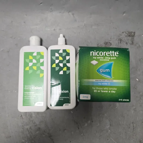 APPROXIMATELY 15 ASSORTED HEALTH PRODUCTS TO INCLUDE NICORETTE & CONTACT LENS SOLUTIONS - COLLECTION ONLY  