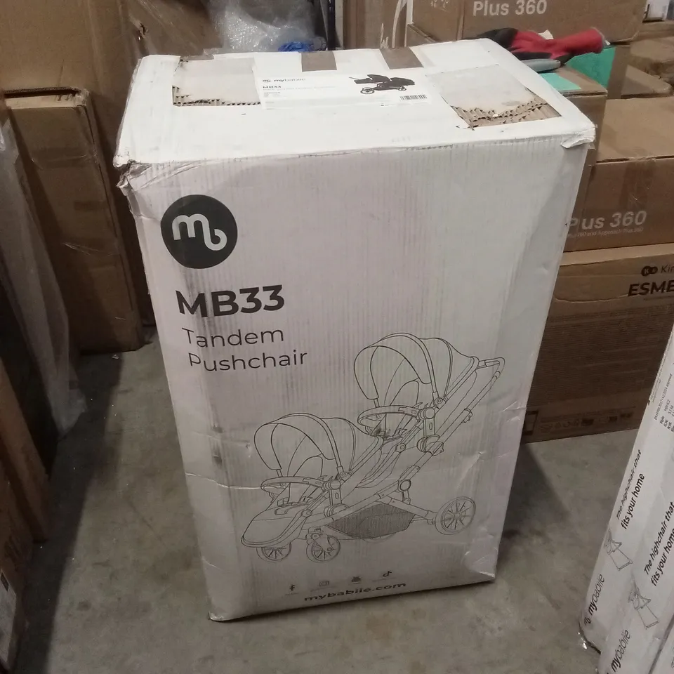 BOXED MYBABIIE MB33 BLACK LEOPARD TANDEM PUSHCHAIR 