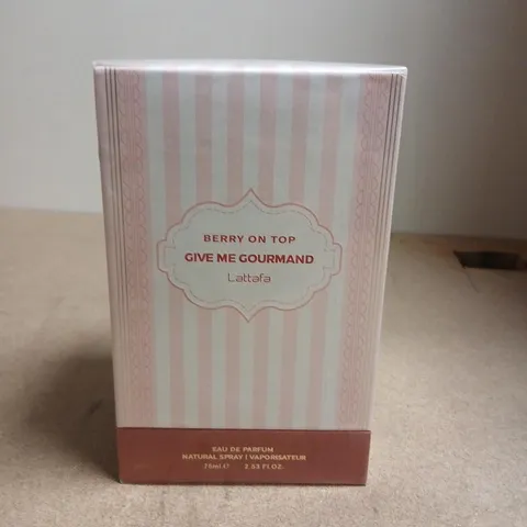BOXED AND SEALED BERRY ON TOP GIVE ME GOURMAND LATTAFA EAU DE PARFUM 75ML