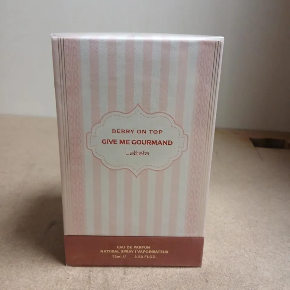 BOXED AND SEALED BERRY ON TOP GIVE ME GOURMAND LATTAFA EAU DE PARFUM 75ML