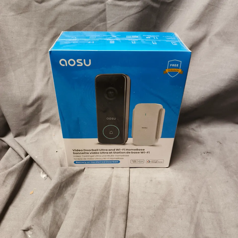 BOXED AND SEALED QOSU VIDEO DOORBELL ULTRA WITH WI-FI HOMEBASE