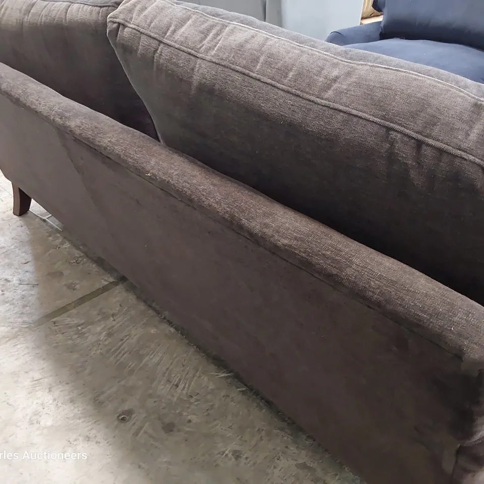 QUALITY BRITISH DESIGNER LOUNGE Co. THREE SEATER SIFA CHARCOAL PLUSH FABRIC 