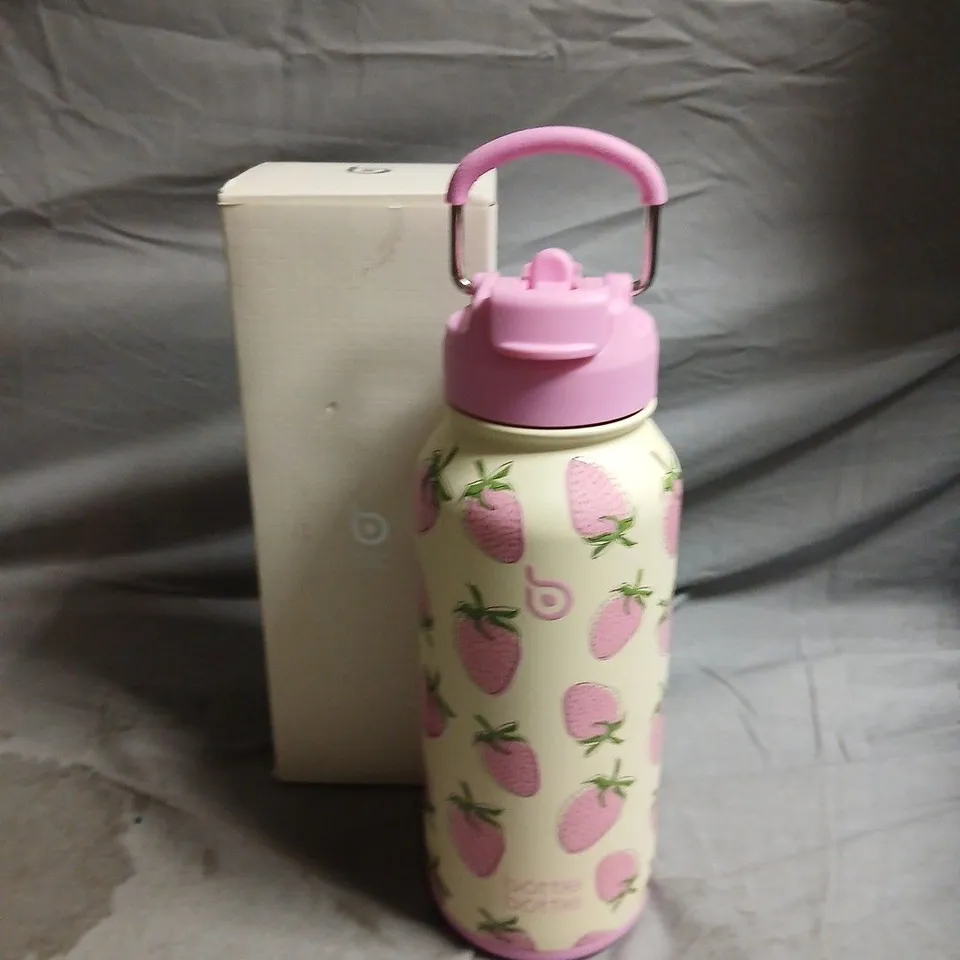 BOTTLE BOTTLE HYDRO X STRAWBERRY-PRINT INSULATED WATER BOTTLE WITH PINK LID