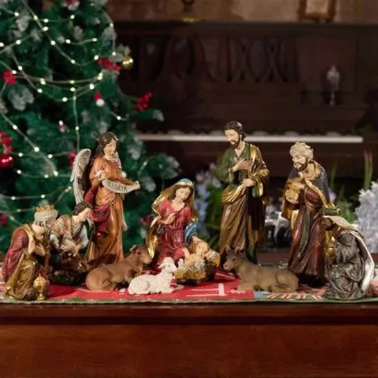 Lot 5057: BOXED NATIVITY SET 11 PCS CHRISTMAS INDOOR SCENE STATUE ...