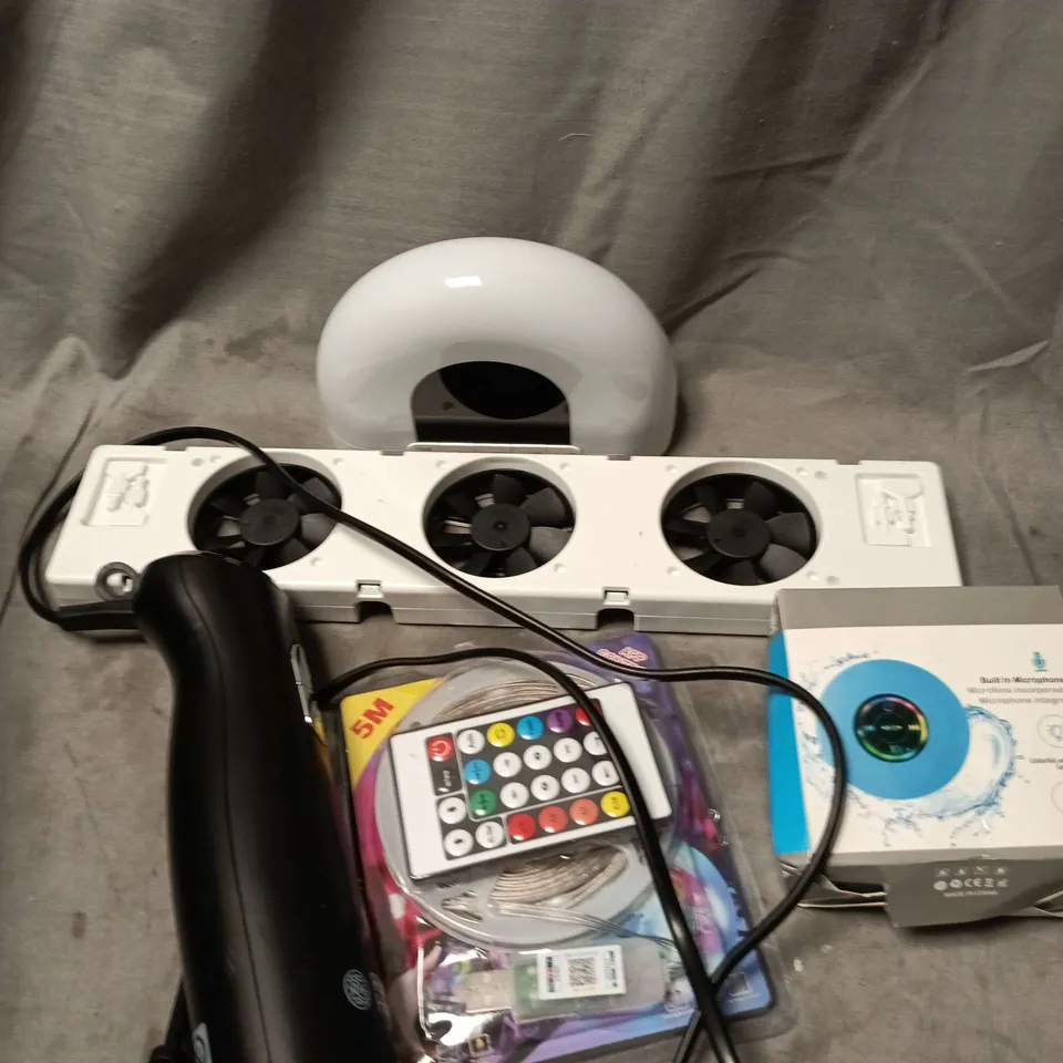 APPROXIMATELY 10 ASSORTED ELECTRICAL PRODUCTS TO INCLUDE  WIRELESS SPEAKER, LED LIGHTS, ALARM CLOCK ETC 