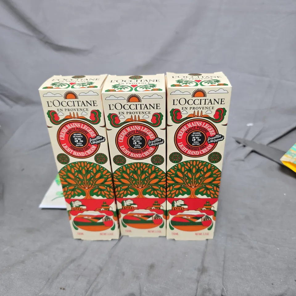 L'OCCITANE EN PROVENCE CRÈME MAINS LÉGÈRE HAND CREAMS – 6 X 150 ML BOXES + 6 X 30 ML TUBES