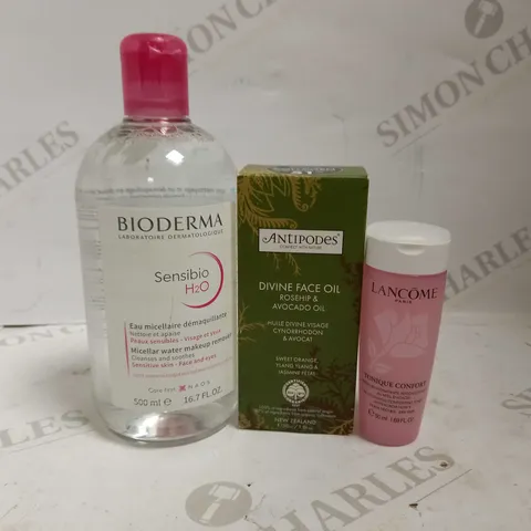LOT OF 3 SKINCARE ITEMS, TO INCLUDE LANCOME, ANTIPODES & BIODERMA