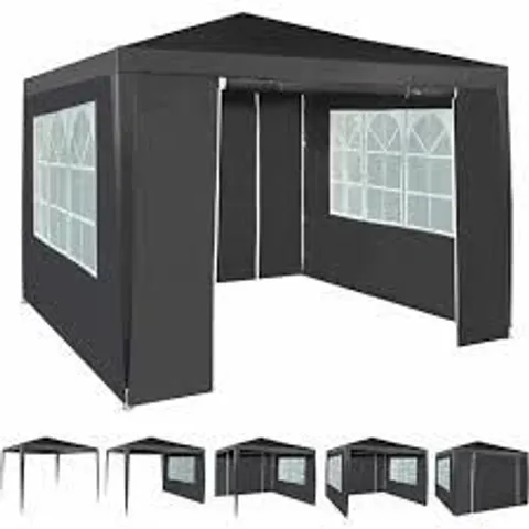 BOXED 3X3M GAZEBO WITH SIDE PANELS WATERPROOF PARTY EVENT TENT MARQUEE STEEL FRAME WS GREY (1 BOX)