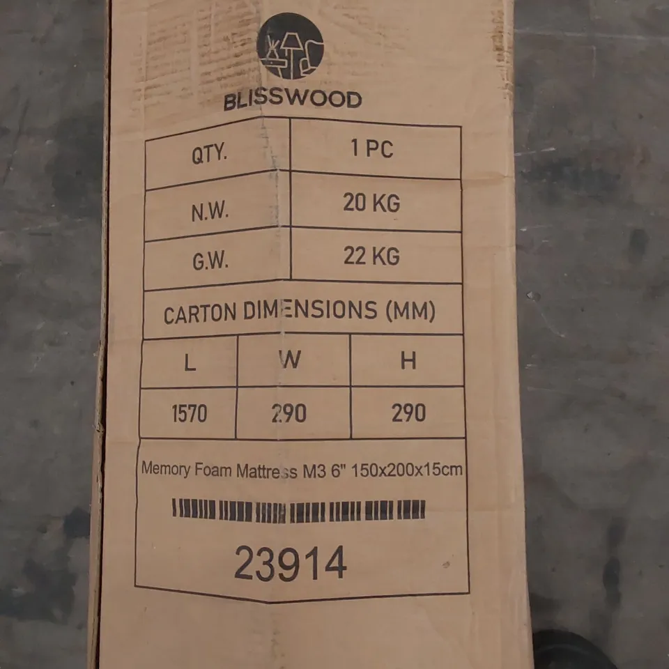 BOXED QUALITY 150cm KING SIZE MEMORY FOAM MATTRESS