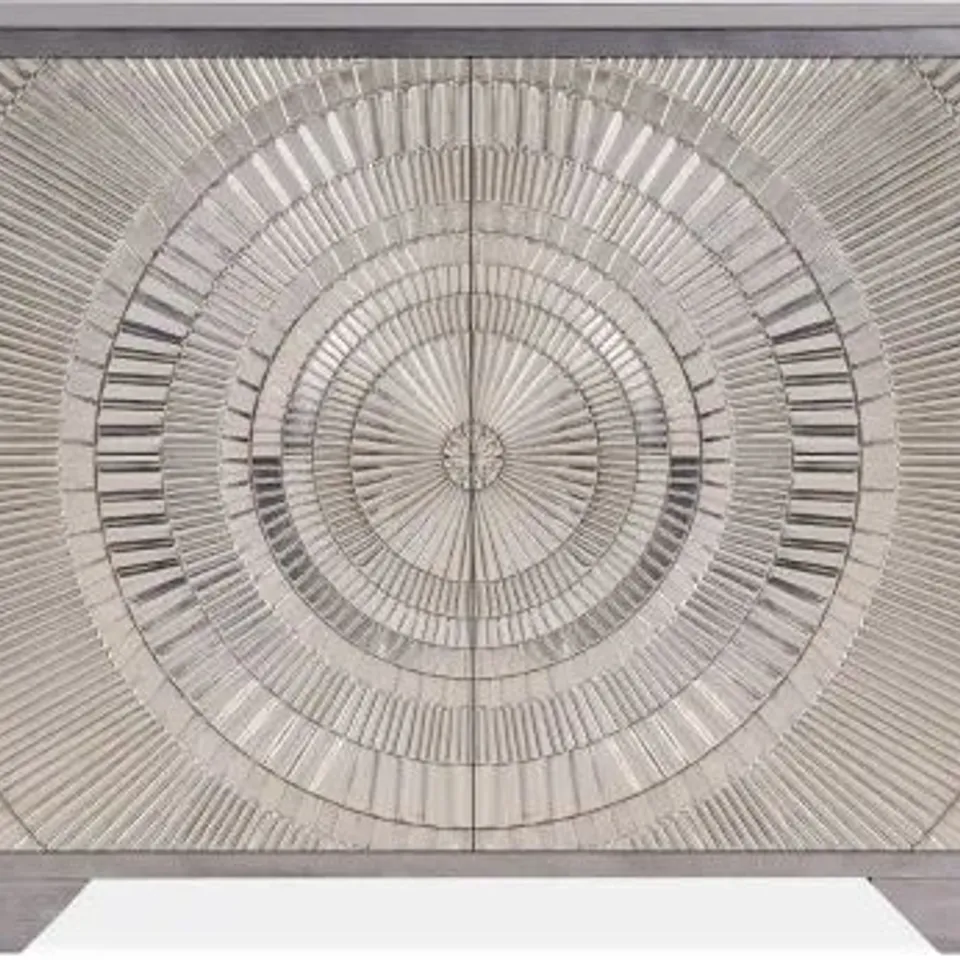 BOXED DERBY SILVER EMBOSSED 110cm SMALL 2 DOOR SIDEBOARD (1 BOX)