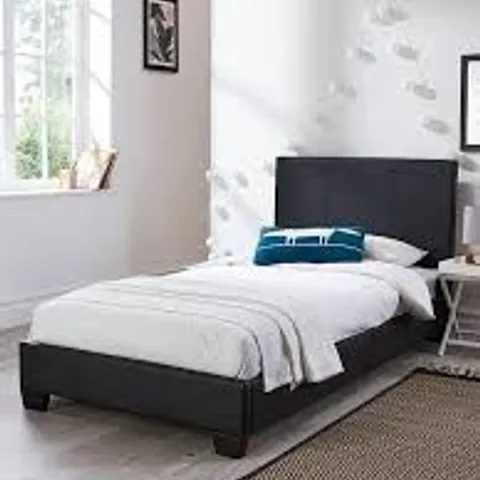 BOXED ELLIS FAUX LEATHER SINGLE BEDFRAME - BLACK (1 BOX)