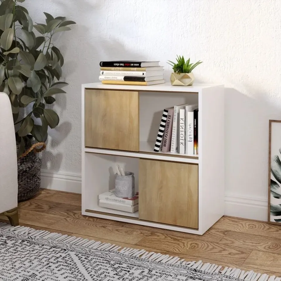 BOXED HEDVAH 2 DOOR 2 SHELF STORAGE CABINET 