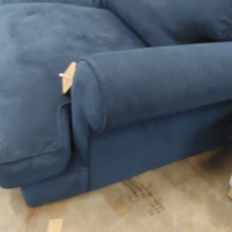 QUALITY BRITISH DESIGNER LOUNGE Co. BRIONY THREE SEATER SOFA NAVY BLUE PLUSH FABRIC 