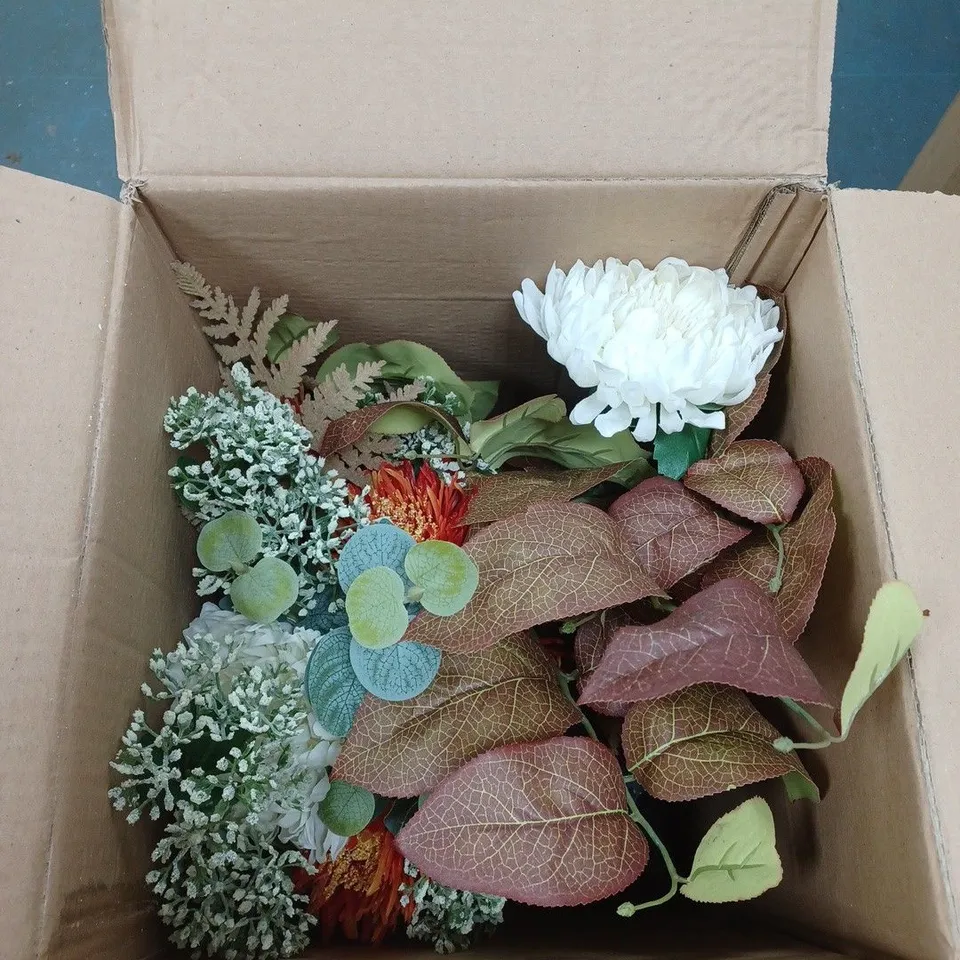BOXED PEONY FAUX FLOWER ARRANGEMENT WITH VASE