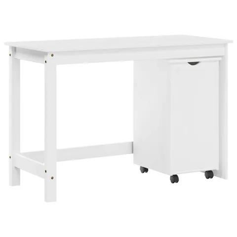 BOXED VIDAXL SOLID WOOD PINE DESK WITH CABINETS - PURE WHITE (1 BOX)