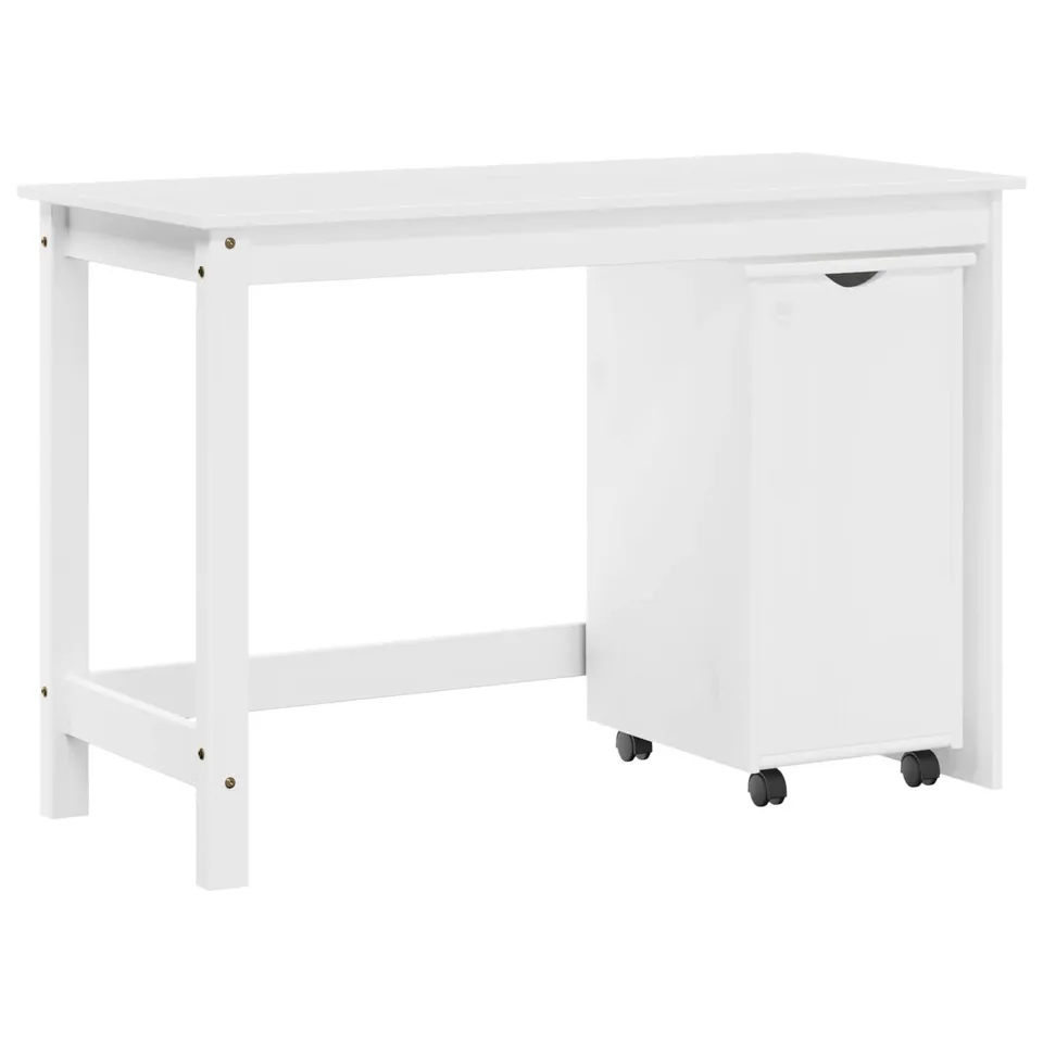 BOXED VIDAXL SOLID WOOD PINE DESK WITH CABINETS - PURE WHITE (1 BOX)