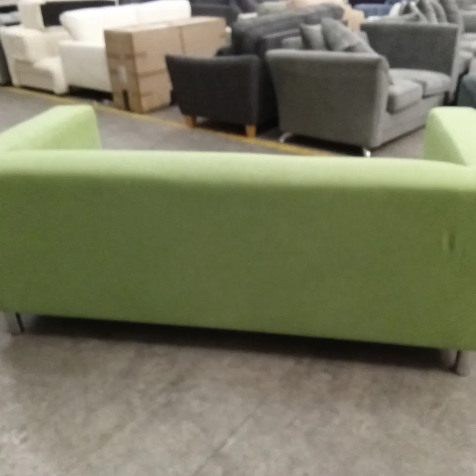 QUALITY DESIGNER SMALL 3 SEATER FABRIC SOFA - GREEN