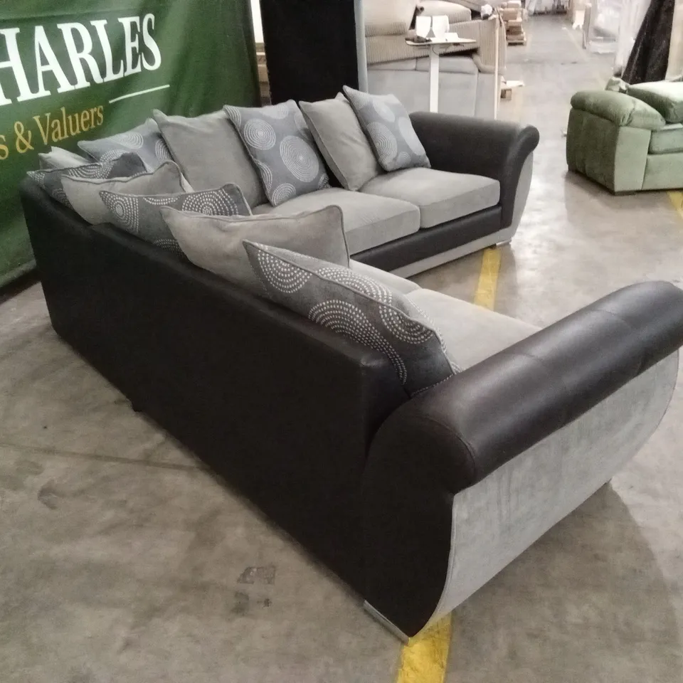 DANUBE FABRIC/FAUX LEATHER CORNER GROUP SOFA RRP £1199