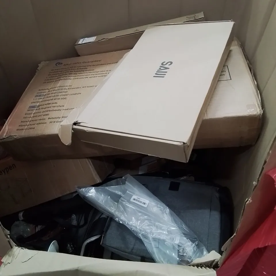 PALLET OF ASSORTED HOUSEHOLD GOODS AND PRODUCTS TO INCLUDE; AQUARIUM LED LIGHT, BASSINET AND BEDSIDE SLEEPER, BASKETBALL HOOP GAME, TRIPOD EASEL, BOXED FURNITURE ETC