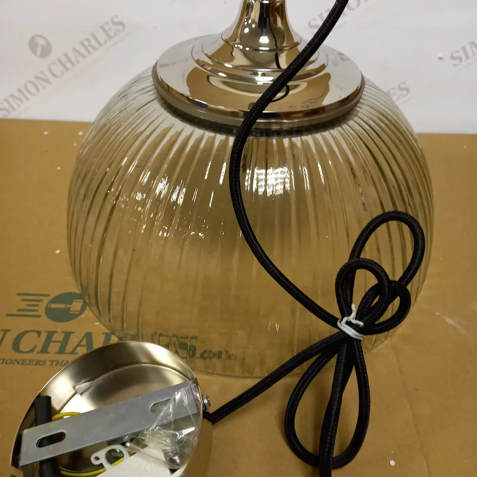 DAR LIGHTING YAMBOL PENDANT POLISHED NICKEL CLEAR GLASS LIGHT FIXTURE