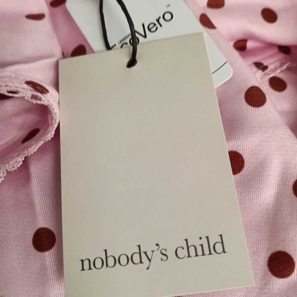 NOBODY'S CHILD ALARA V-NECK TOP – PINK POLKA DOT - SIZE UK 16