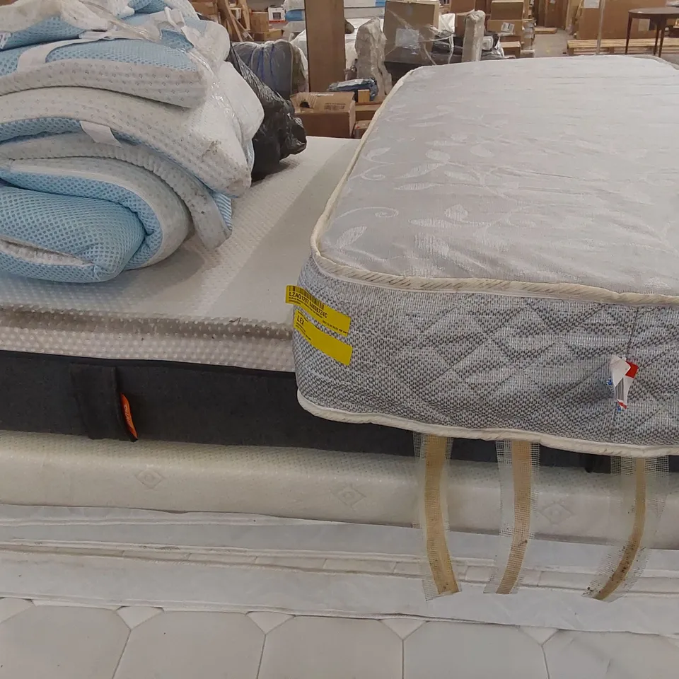 PALLET CONTAINING APPROXIMATELY 8 UNBAGGED MATTRESSES IN VARIOUS SIZES AND SPECS AND 1 MATTRESS TOPPER