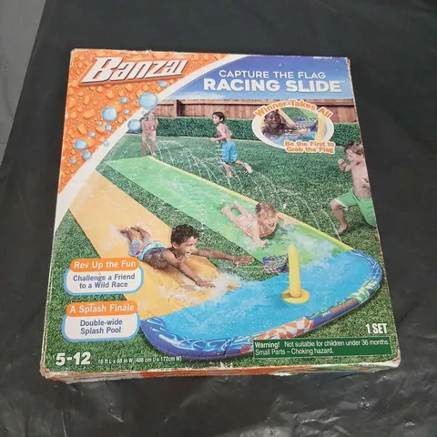 BANZAI CAPTURE THE FLAG RACING SLIDE – INFLATABLE POOL TOY (AGE 5–12)