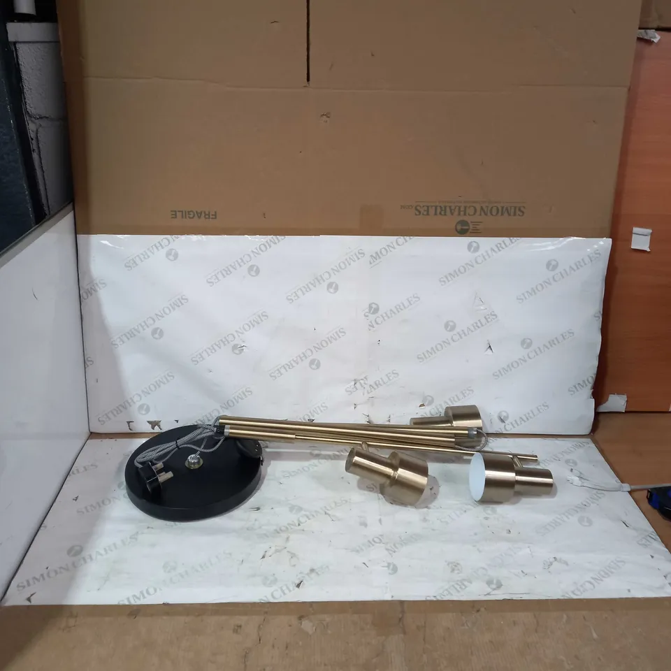 BOXED SHELBY 3 LIGHT FLOOR LAMP - BRASS