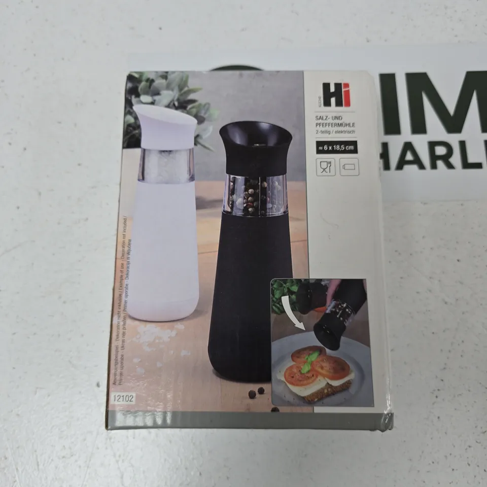 HI SALT & PEPPER MILLS, ELECTRIC, 2‑PIECE SET