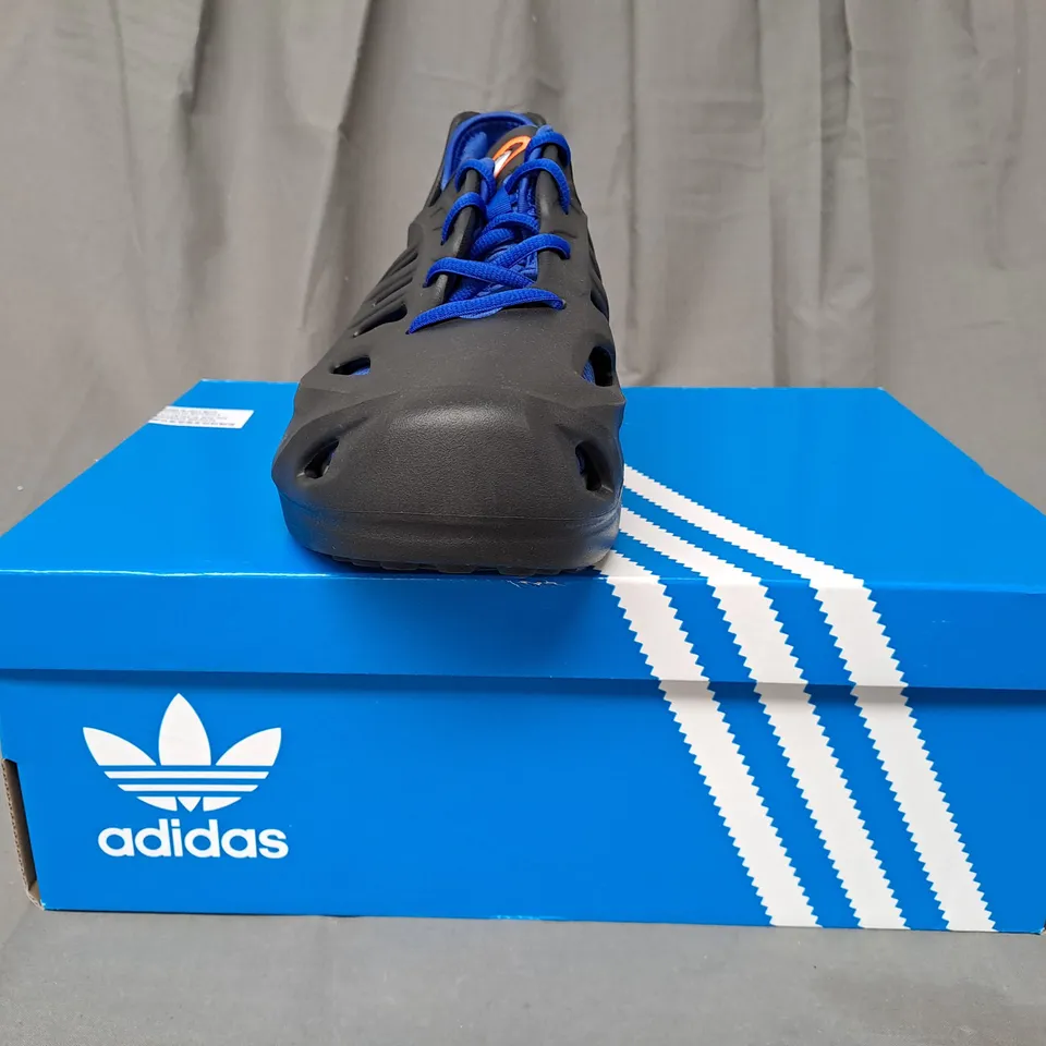 BOXED PAIR OF ADIDAS ADIFOM CLIMACOOL SHOES IN BLACK/BLUE UK SIZE 9