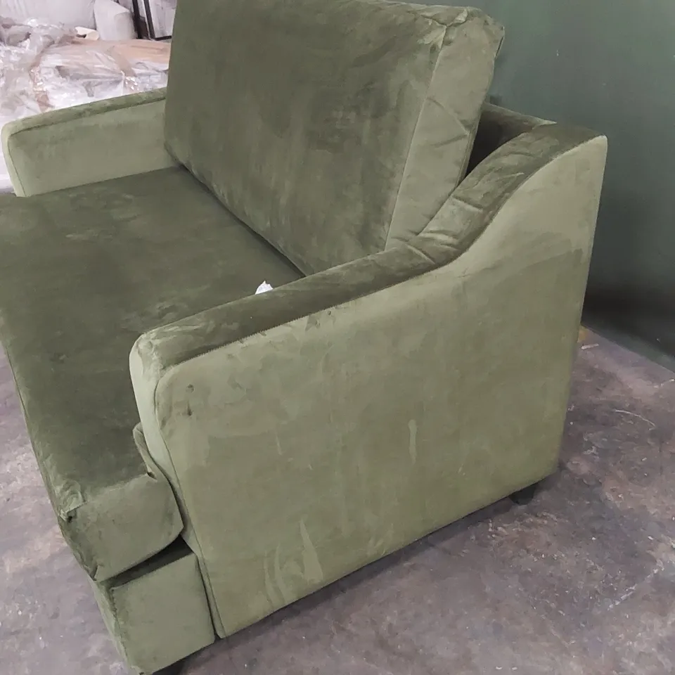 QUALITY DESIGNER GREEN VELVET 2 SEATER SOFA