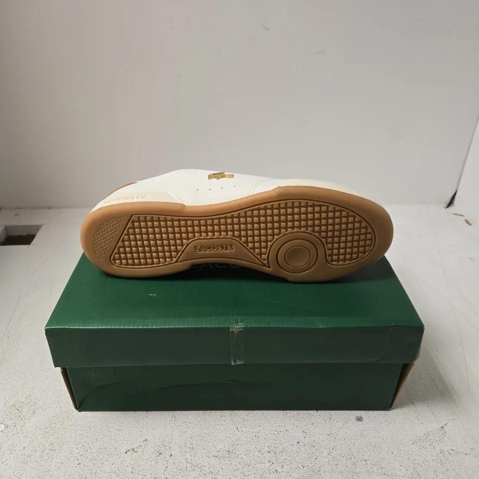 LACOSTE CARNABY CUP TRAINERS – OFF WHITE LEATHER, UK 8 