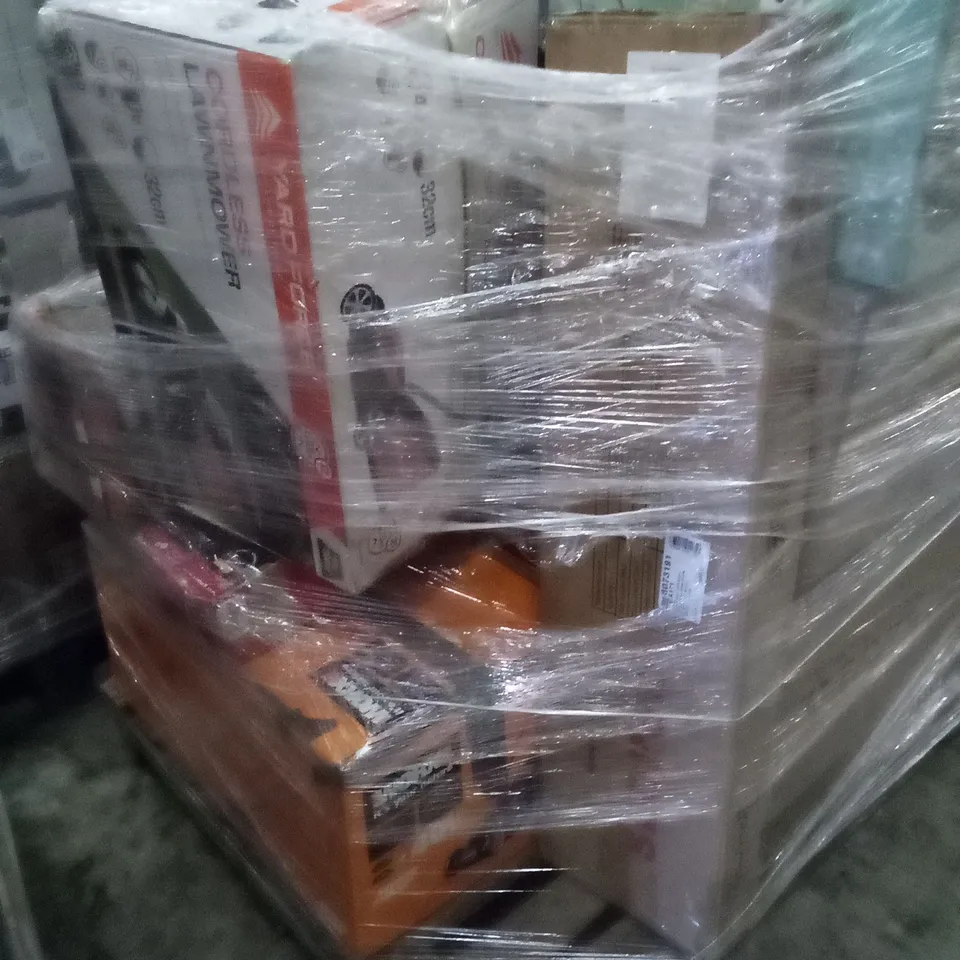 PALLET OF APPROXIMATELY 11 ASSORTED ELECTRICAL ITEMS TO INCLUDE LAWNMOWERS , ETC 