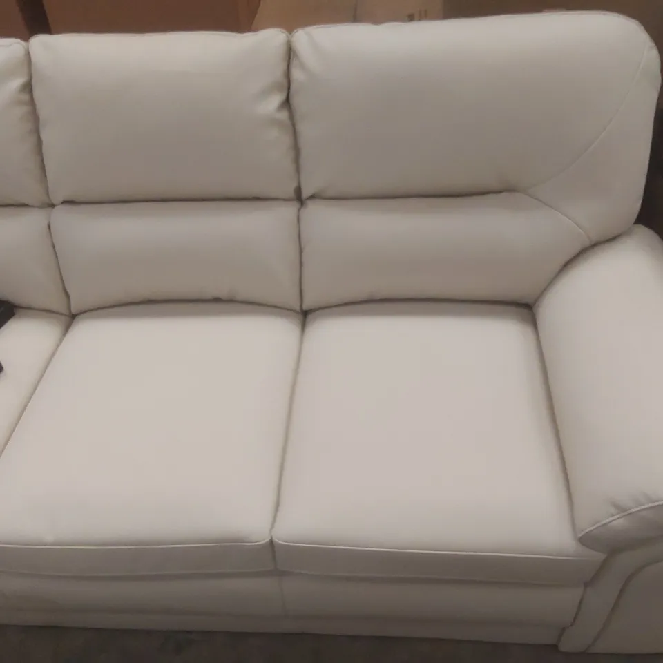 QUALITY DESIGNER BROMLEY FAUX LEATHER CREAM 4-SEATER SOFA
