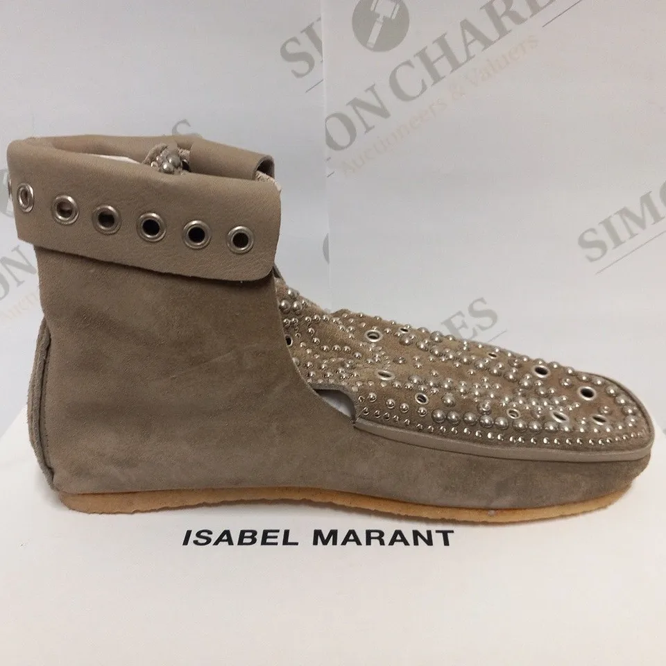 BOXED PAIR OF ISABEL MARANT MORLEY STUDDED SHOES MOLESKIN BROWN SIZE 37